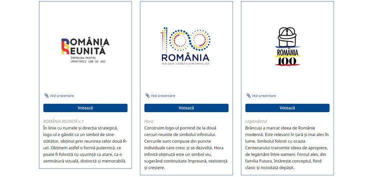 FOTO. Concurs pentru logo-ul Centenarului: 13 propuneri de la trei agenţii. Românii pot vota varianta favorită