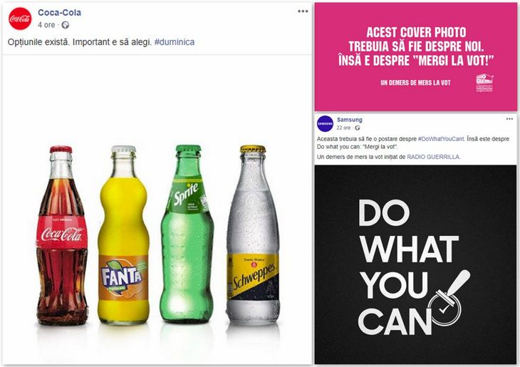 FOTO. Branduri care au spus „Hai la vot”. Coca-Cola: Opţiunile există. Guerrilla a dat #leapşaroz