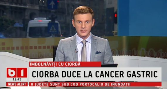 DERAPAJ. O ciorbă de ştire. B1 TV şi site-ul ŞtirileProTV.ro, ştiri prăpăstioase despre ciorba care „îmbolnăveşte de cancer”