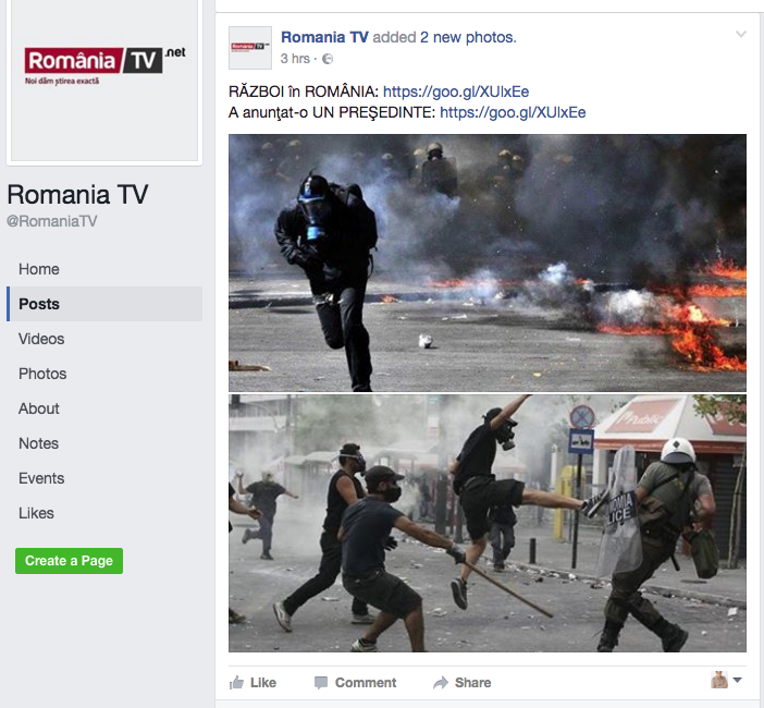 DERAPAJ. Ştirile despre proteste, promovate de România TV cu imagini din alte ţări