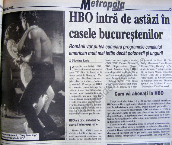 DIN ARHIVĂ. Acum 20 de ani, HBO intra în România, cu „decodorul”