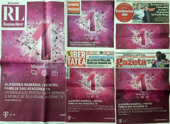 Campanie Telekom: Cinci ziare au fost magenta. Care au fost titlurile care nu au avut reclama pe prima pagină