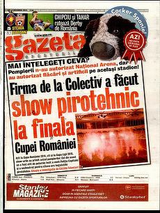 PRESA DE AZI. Anchetă GSP: „Firma de la Colectiv a făcut show pirotehnic la finala Cupei României"