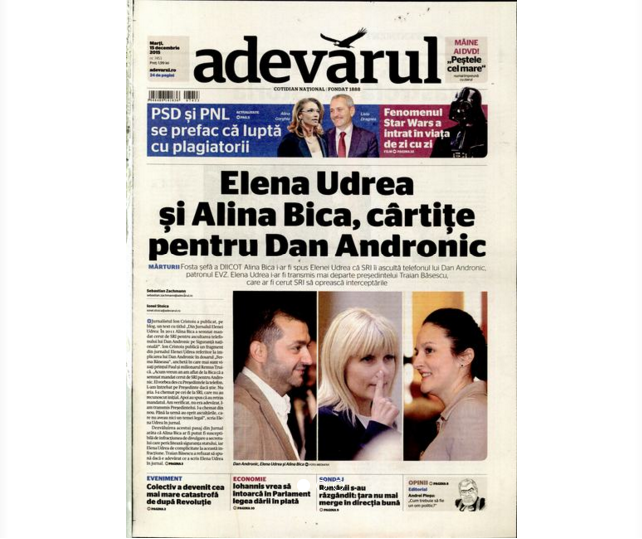 PRESA DE AZI. Adevărul: "Elena Udrea şi Alina Bica, cârtiţe pentru Dan Andronic"