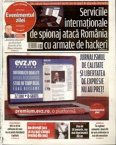 EVZ promovează modelul online cu plată pe prima pagină: „Jurnalismul de calitate şi libertatea de expresie nu au preţ”