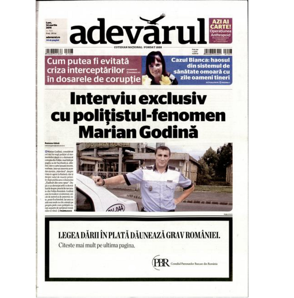 PRESA DE AZI. Adevărul: "poliţistul-fenomen Marian Godină"