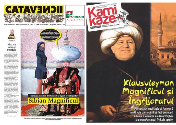 PRESA DE AZI. Klaus Iohannis, în rolul lui Suleyman pe coperta ziarelor de satiră