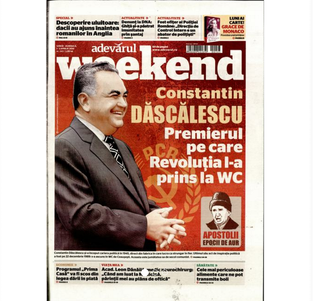 PRESA DE AZI. Weekend Adevărul: Constantin Dăscălescu, premierul pe care Revoluţia l-a prins la WC