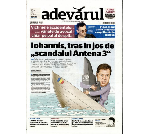 PRESA DE AZI. Adevărul: "Iohannis, tras în jos de 'scandalul Antena 3'"
