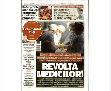 Scandalul dezinfectanţilor, în presa de astăzi. EVZ: Revolta medicilor!