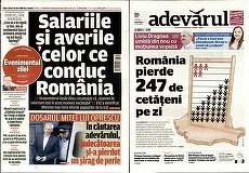 PRESA DE AZI. Adevărul: „România pierde 247 de cetăţeni pe zi”. EVZ: „Salariile şi averile celor ce conduc"
