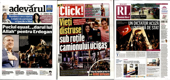 Cum au tratat ziarele româneşti atentatul de la Nisa şi lovitura de stat eşuată din Turcia