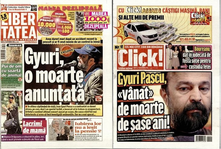 PRESA DE AZI. Ziarele, despre dispariţia lui Ioan Gyuri Pascu