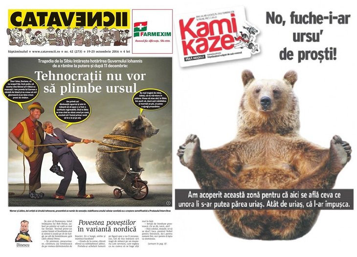 Ursul din Sibiu, „plimbat” prin ziarele de satiră. Caţavencii: “Tehnocraţii nu vor să plimbe ursul”