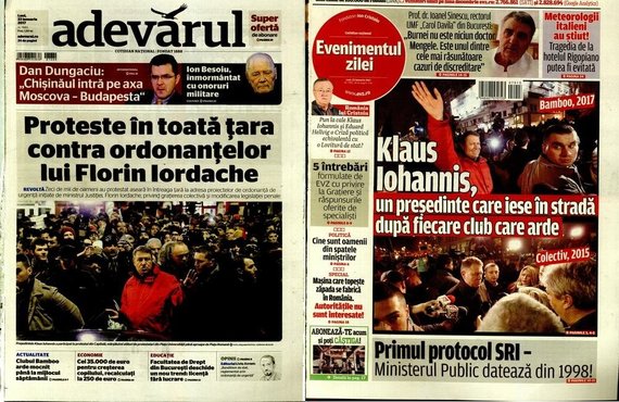 PRESA DE AZI. EVZ, un titlu fără comenarii: „Klaus Iohannis, un preşedinte care iese în stradă după fiecare club care arde”