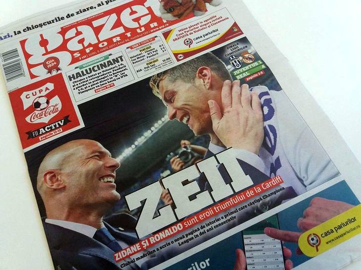 PRESA DE AZI. Gazeta Sporturilor: Ronaldo şi Zidane, "Zeii" de la Real Madrid