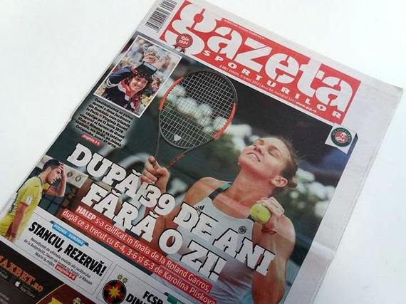 PRESA DE AZI. Gazeta Sporturilor: Simona Halep, în finala de la Roland Garros, după 39 de ani de la triumful Virginiei Ruzici la Paris