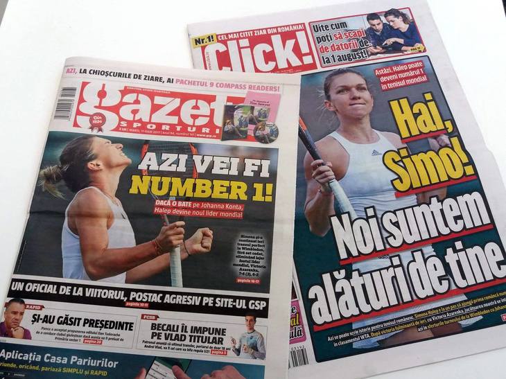 PRESA DE AZI. Gazeta Sporturilor: Simona Halep, „Azi vei fi number 1!"