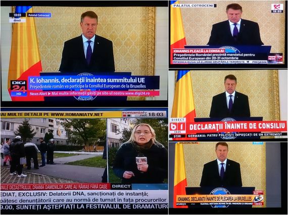 FOTO. Klaus Iohannis, in extenso pe toate staţiile, doar câteva minute la România TV