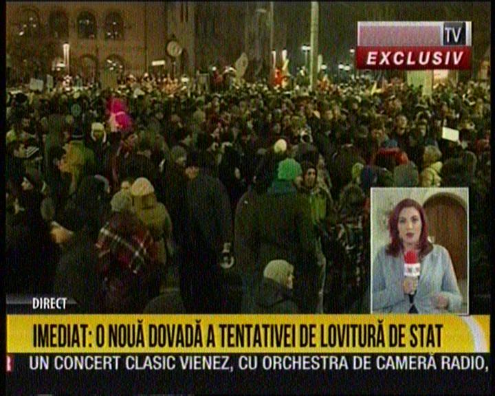 PROTESTE PE TV. România TV, din nou burtieră cu lovitura de stat. Mitingul, pe posturile de ştiri