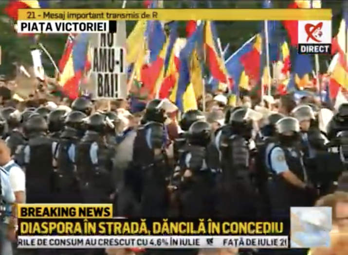 FOTO. Protestul diasporei la TV. Ora 21.00. Digi şi Realitatea: 60.000 de oameni în piaţă. Cum se vede mitingul pe Digi24, Realitatea, B1, România TV şi Antena 3