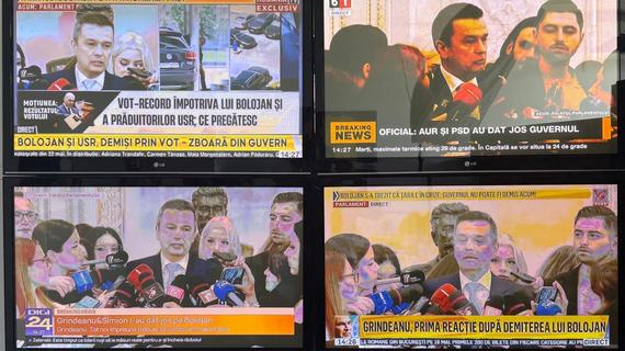 Guvernul Bolojan a picat. Burtierele posturilor de ştiri. România TV jubilează: "România eliberată", "Bolojan şi reziştii, zburaţi"