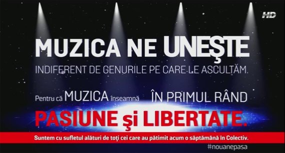 Vocea Romaniei, un mesaj în memoria victimelor de la Clubul Colectiv: Muzica ne uneşte. Suntem cu sufetul alături de toţi cei care au pătimit