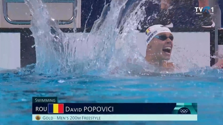 Audienţe David Popovici. Cursa câştigată de român, cel mai urmărit program al serii, cumulat pe TVR şi Eurosport: un milion de români la televizor! TVR 1, în top 3