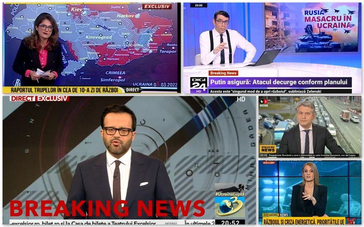 AUDIENŢE TV. Luna cu cel mai lung breaking news. Românii au consumat mai multe ştiri în luna martie. Televiziunile generaliste, cifre în scădere. Kanal D a trecut peste Antena 1 în prime-time şi la oraşe. 
