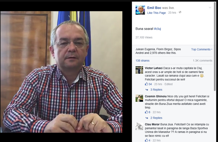Boc. Emil FaceBoc. Cum s-au comentat politicienii în prima zi după alegeri. Primarul Clujului, în top