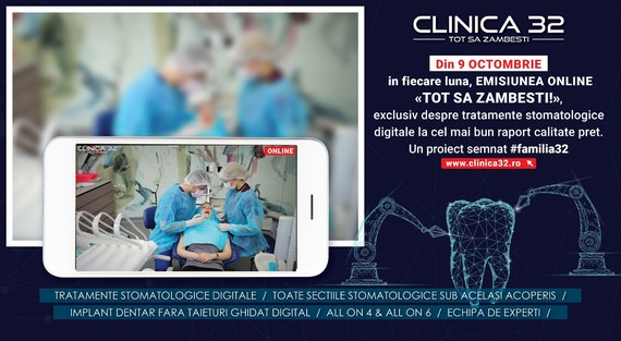 COMUNICAT. VIDEO. Emisiune online de stomatologie: "Tot să zâmbeşti". Un proiect Clinica 32