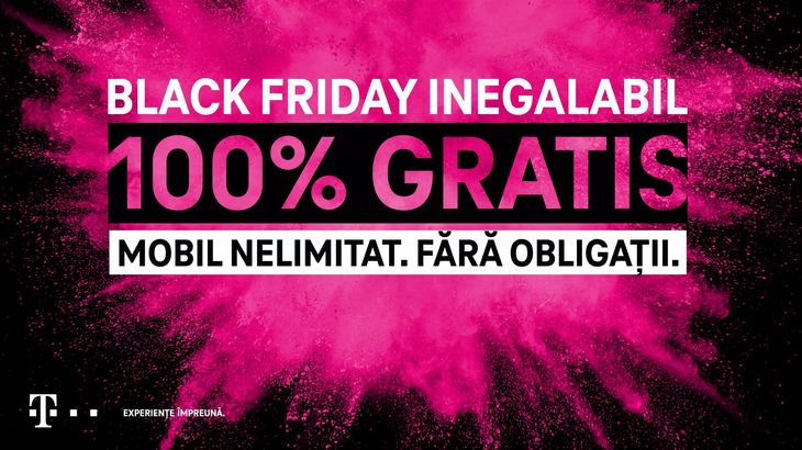 COMUNICAT. Black Friday la Telekom: Mobil Nelimitat, 100% gratis, 100% nelimitat şi fără obligaţii. În plus, discounturi de până la 80% la nenumărate modele de telefoane