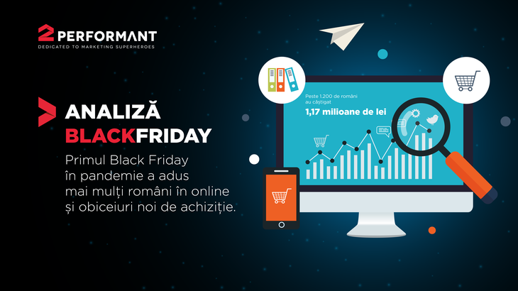 COMUNICAT. Analiză 2Performant: de Black Friday, românii care au promovat magazinele online au câştigat 1,17 milioane de lei într-o săptămână