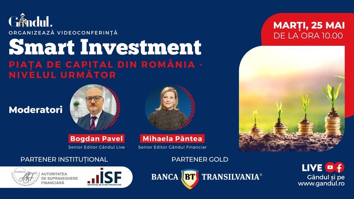 COMUNICAT. Conferinţa digitală LIVE „SMART INVESTMENT – Piaţa de Capital din România” – Marţi 25 mai de la ora 10.00 cu participarea specială a doamnei Anca Dragu -  Preşedintă a Senatului României
