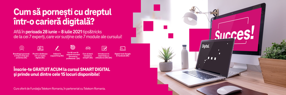 COMUNICAT. Fundaţia Telekom Romania şi Telekom Romania organizează un curs gratuit  pentru tinerii care îşi doresc o carieră în mediul digital
