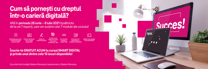 COMUNICAT. Fundaţia Telekom Romania şi Telekom Romania organizează un curs gratuit  pentru tinerii care îşi doresc o carieră în mediul digital
