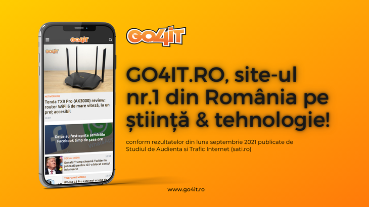 COMUNICAT. OFICIAL. Go4it.ro – site-ul cu cele mai multe afişări din domeniul Ştiinţă şi tehnologie în luna septembrie