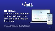 COMUNICAT. Grupul Gândul, al doilea cel mai citit grup de presă din România pe 7 aprilie