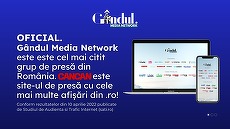 COMUNICAT. Gândul este cel mai citit grup de presă din România în weekend. CANCAN este site-ul de presă cu cele mai multe afişări din .ro