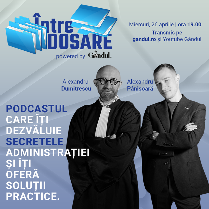 COMUNICAT. Grupul GÂNDUL lansează podcastul “Între dosare”, o emisiune care dezvăluie secretele administraţiei şi oferă soluţii practice