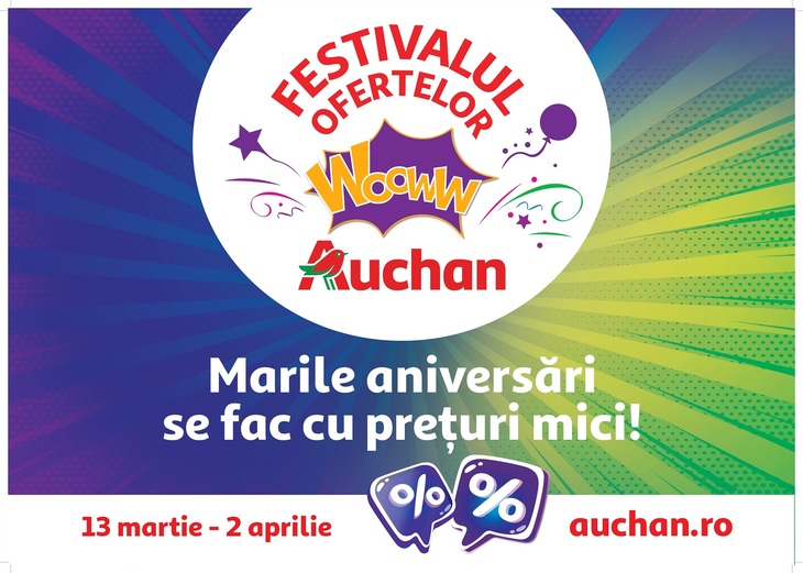 COMUNICAT. A început Festivalul Ofertelor Woww la Auchan, cel mai important eveniment comercial de reduceri al primăverii