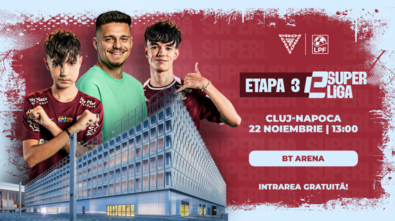 COMUNICAT. A treia etapă eSuperliga, campionatul virtual de fotbal, are loc la Cluj-Napoca, pe 22 noiembrie