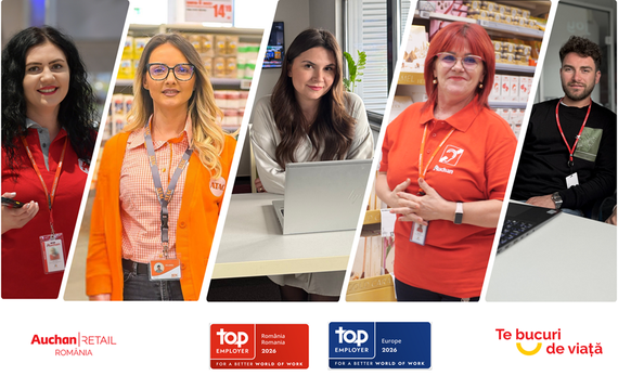 COMUNICAT. Auchan România îşi consolidează statutul de Angajator de Top şi în 2026. 7000 de angajaţi, peste 300 încă de la primul magazin deschis în România