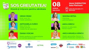 Conferinţa "SOS Greutatea: hrană şi mişcare pentru sănătate", organizată în 8 aprilie la Bucureşti