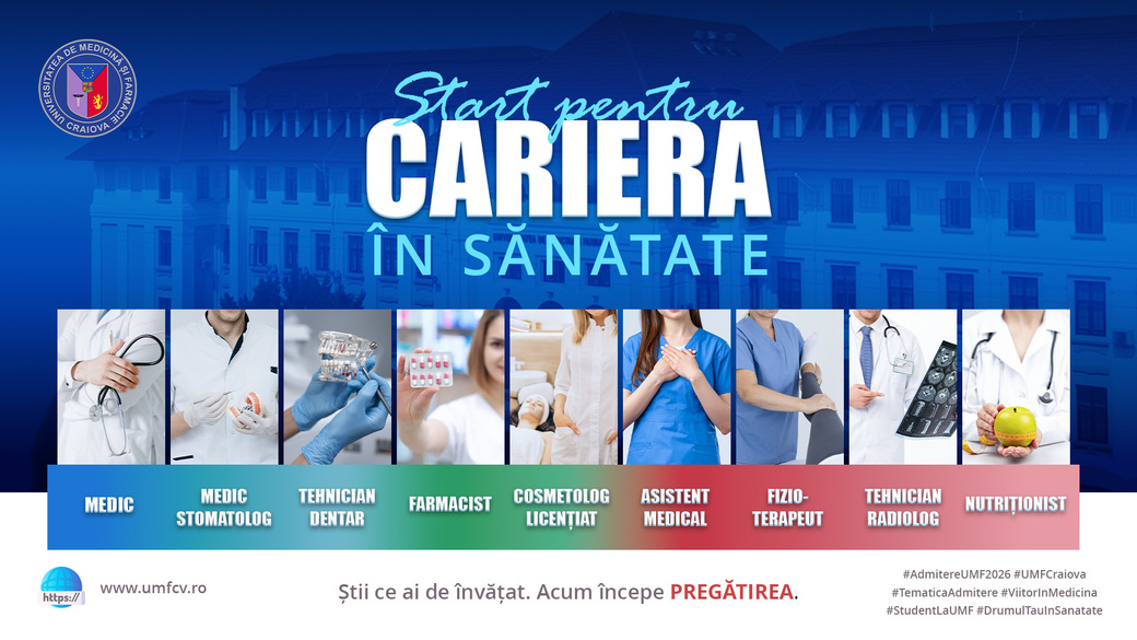 Admitere 2026 la UMF Craiova: calendar, tematică şi bibliografie